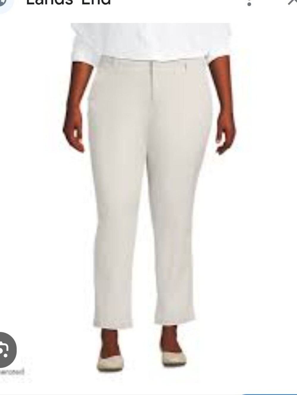 Lands' End Cream Casual Pants with Navy Label